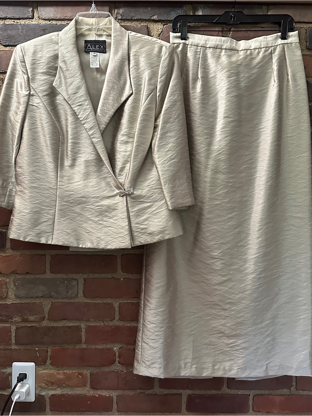 Vtg Alex Evenings Formal Maxi Skirt + 3/4 Sleeve Jacket Set Sz 14